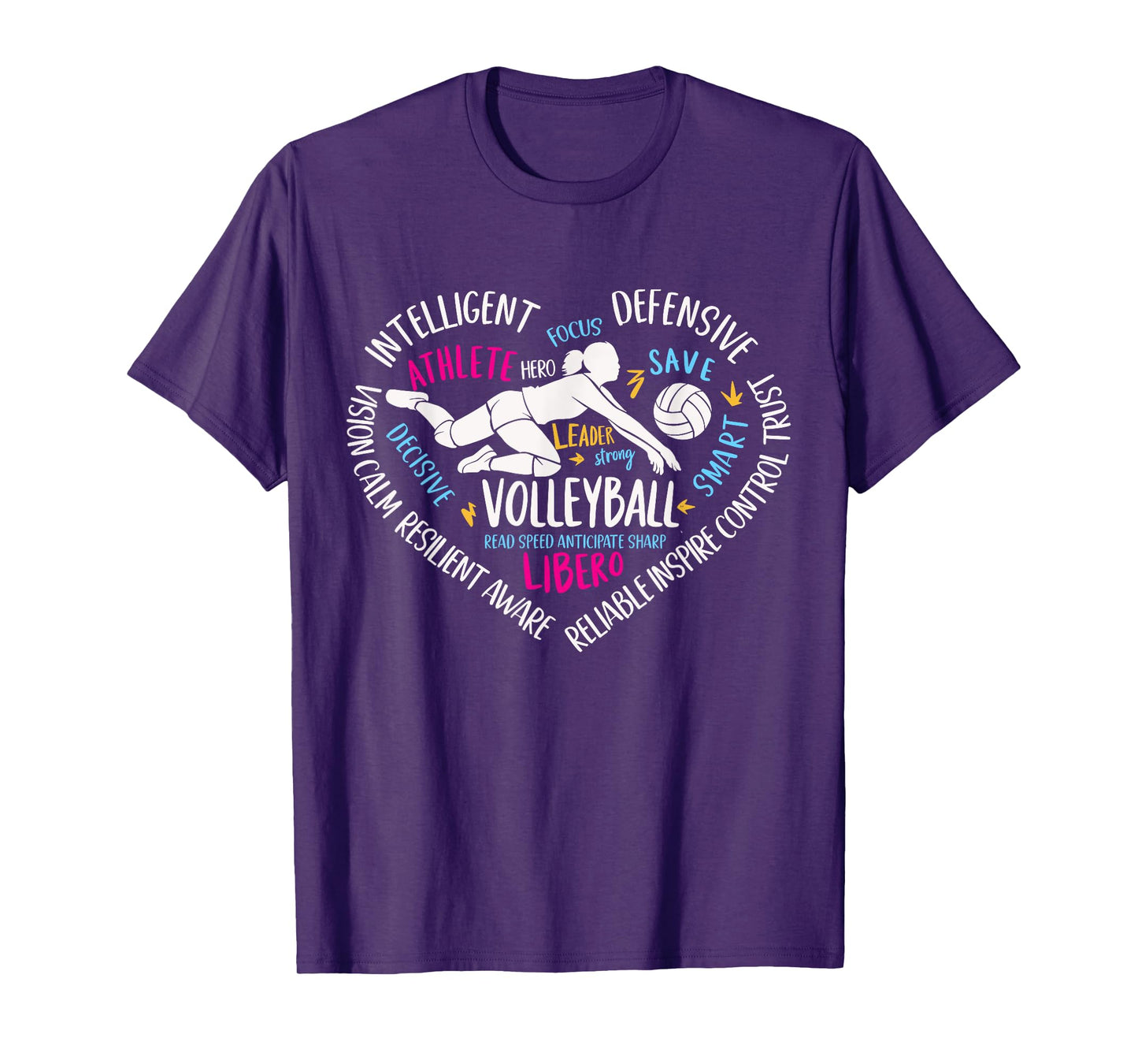 Girls Volleyball Libero Heart Volley for Teens Women T-Shirt