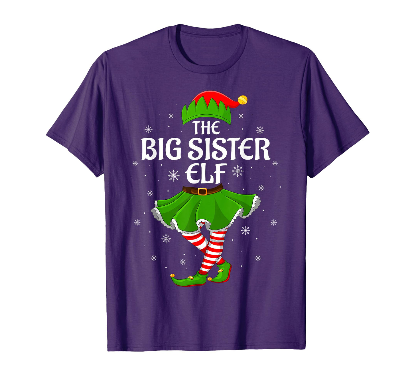 Big Sister Elf Christmas Family Girls Women Elf Squad Xmas T-Shirt