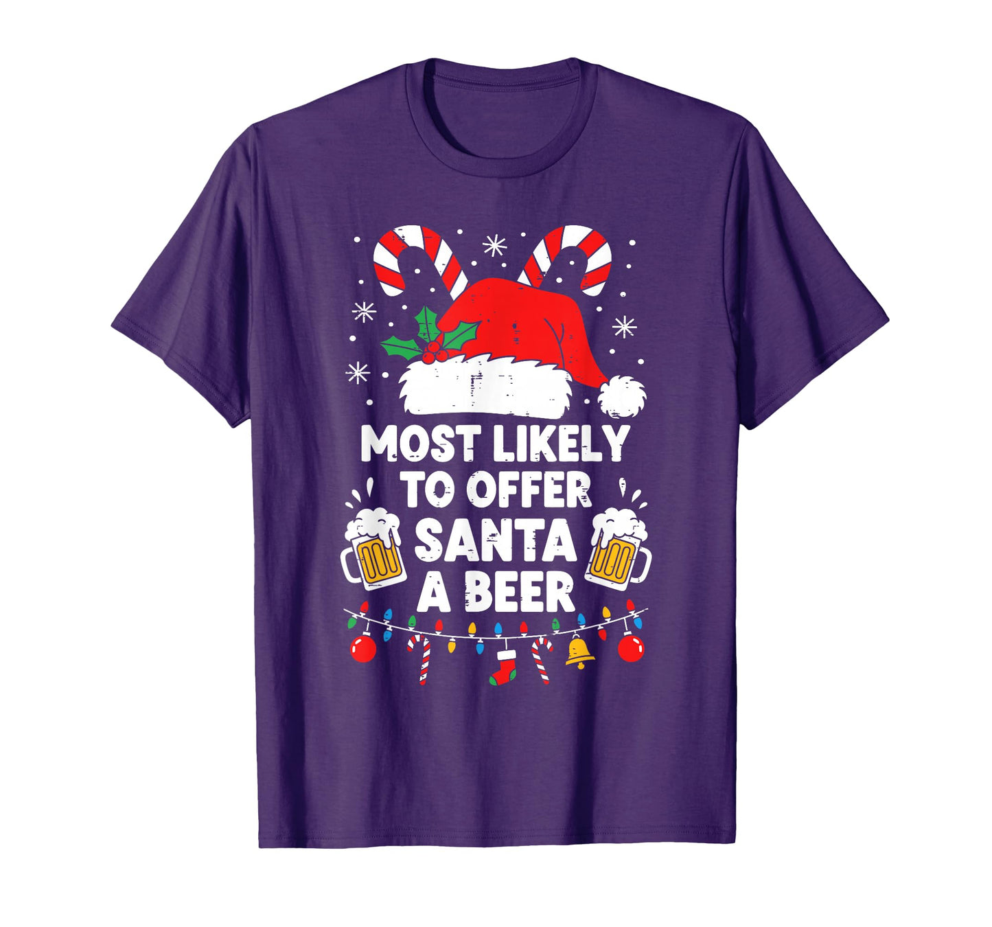 Most Likely to Offer Santa A Beer Funny Xmas Men Women T-Shirt