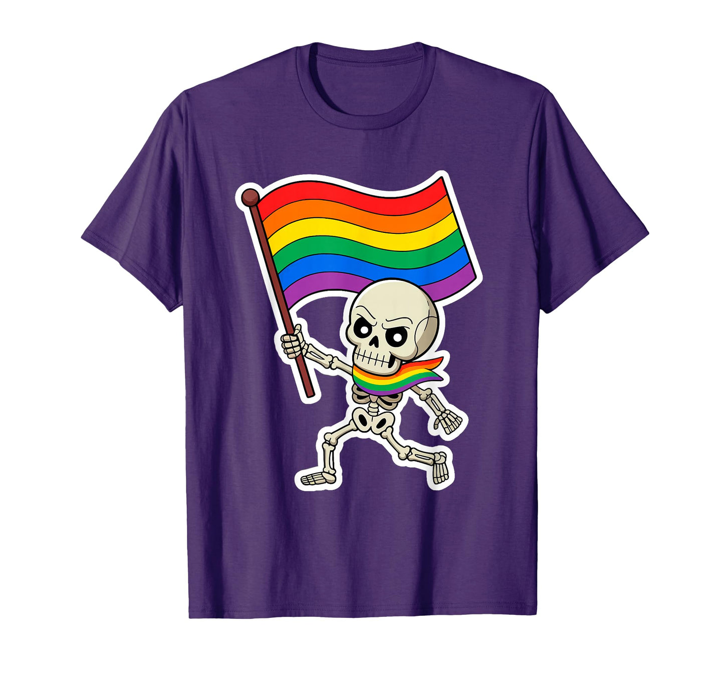 Skeleton LGBT-Q Pride Flag Lazy Halloween Costume Gay Ally T-Shirt