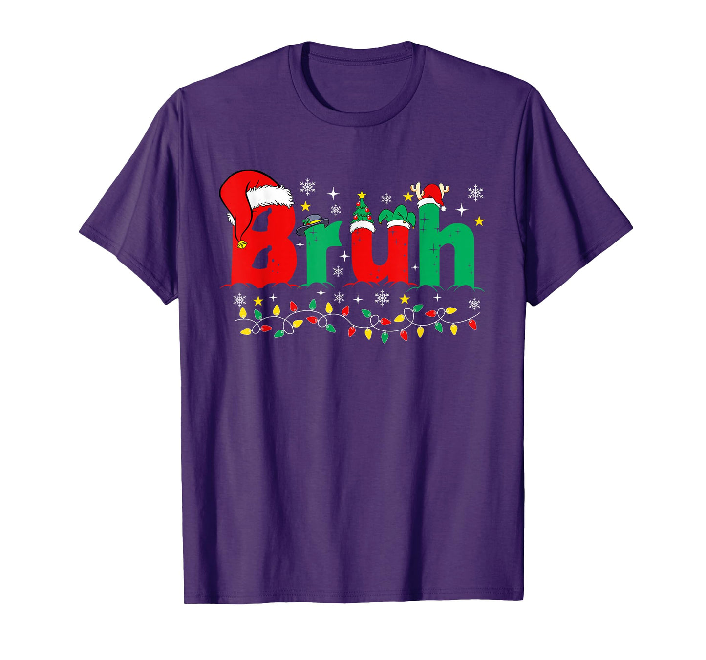 Bruh Funny Christmas Red Plaid Teens Boys Kids Xmas Pajamas T-Shirt