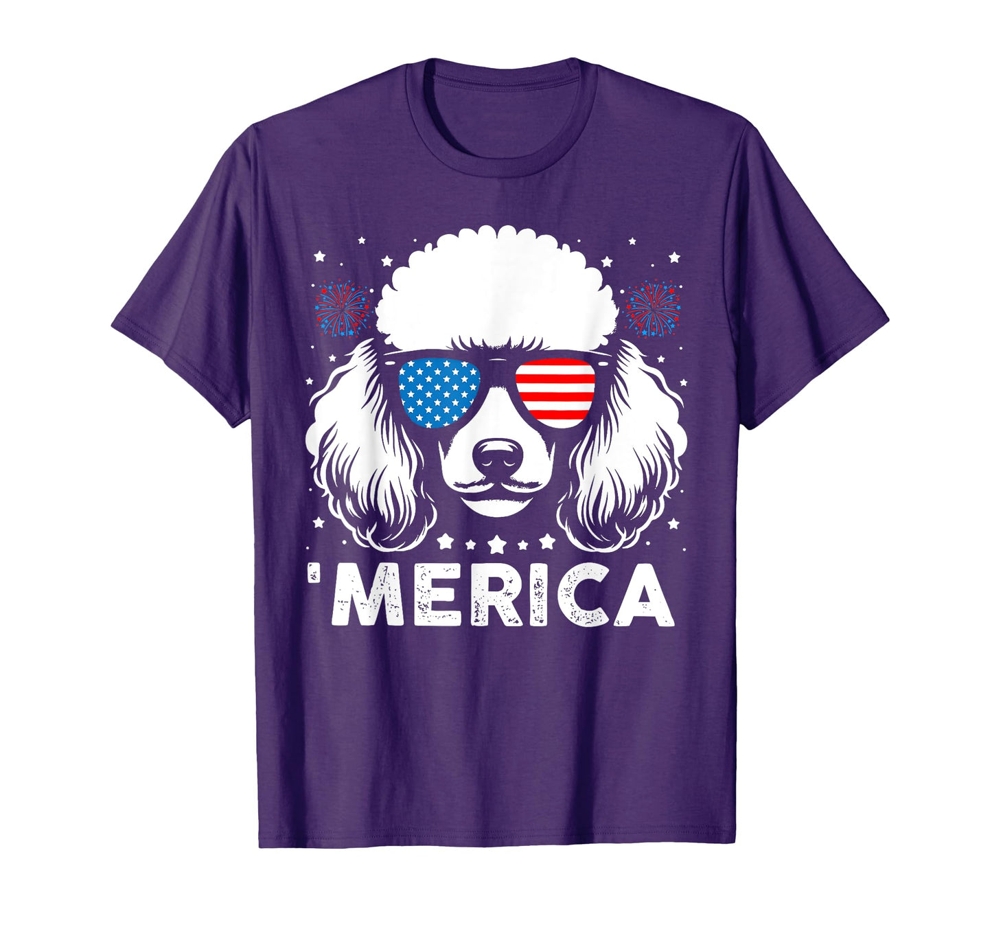 Vintage Poodle Dog Merica Patriotic USA Flag 4th Of July T-Shirt