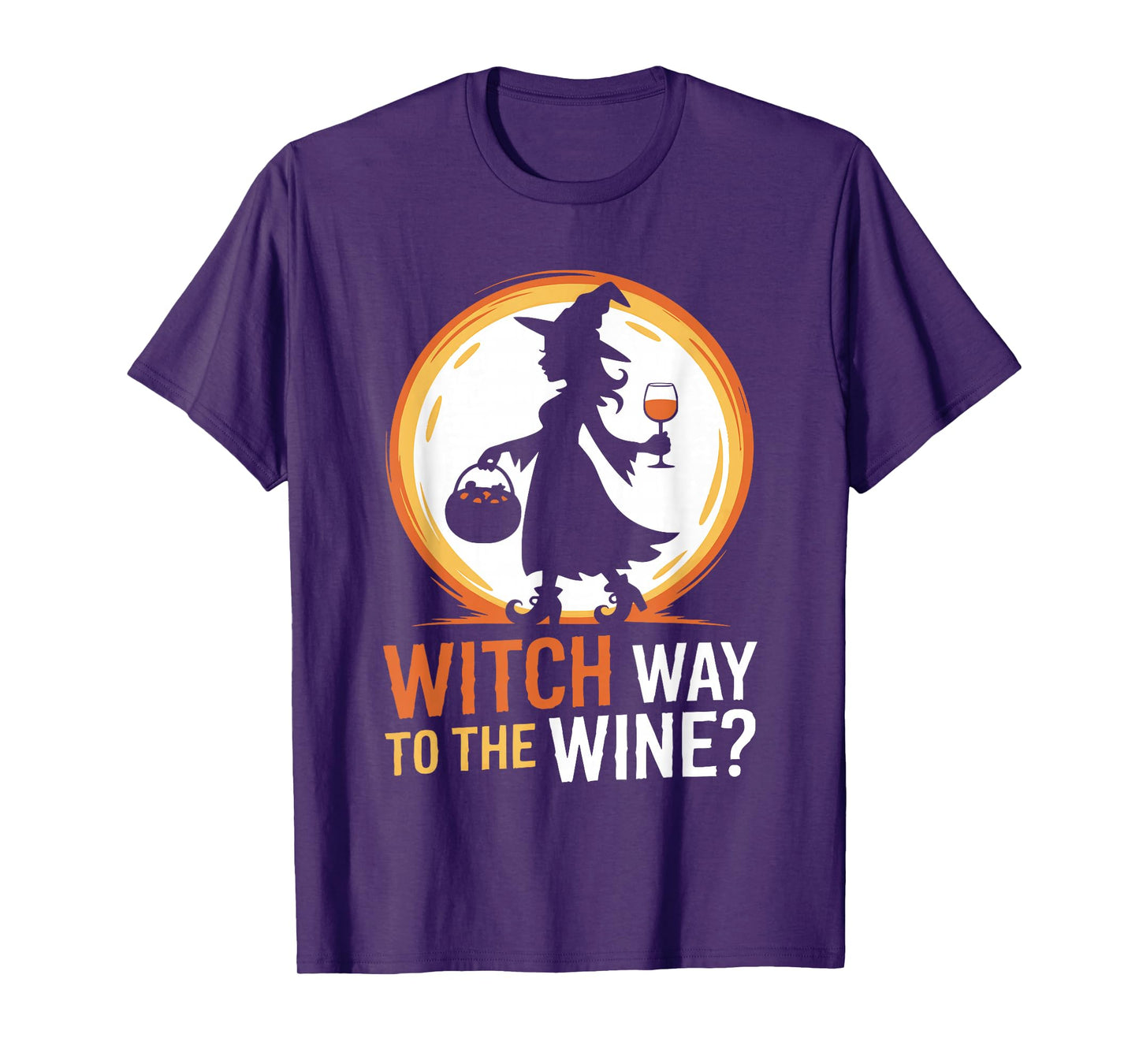 Funny Halloween Witch Way to The Wine Joke Ladies Women T-Shirt