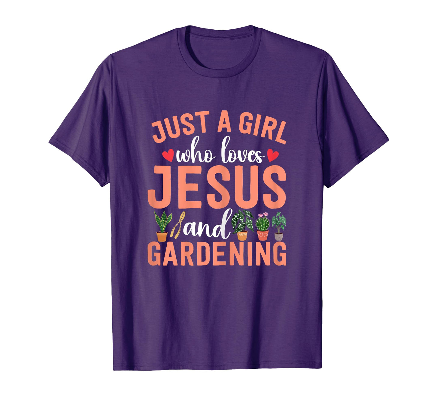 Just A Girl Who Loves Jesus and Gardening Plant Lover Girls T-Shirt