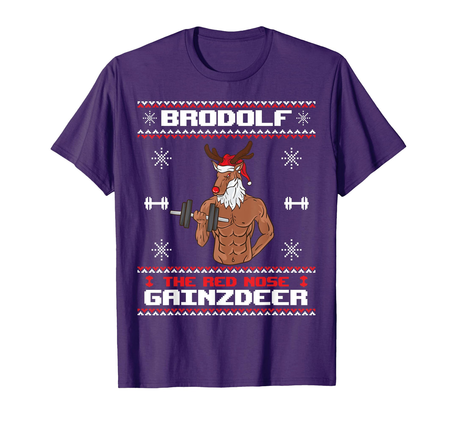 Brodolf The Red Nose Gainzdeer Gym Ugly Christmas Sweater T-Shirt