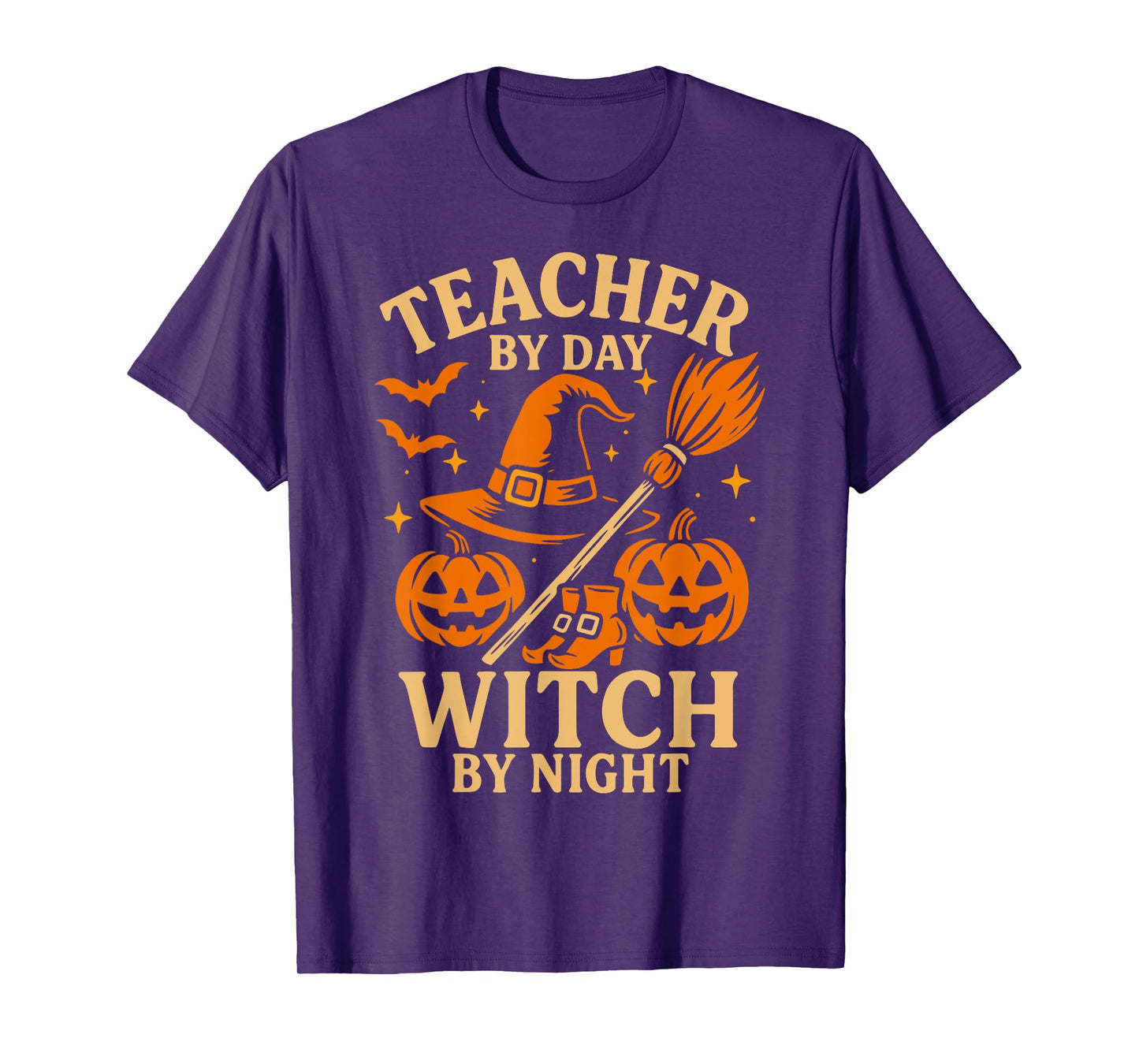 Teacher by Day Witch by Night Funny Halloween Teacher Witch T-Shirt