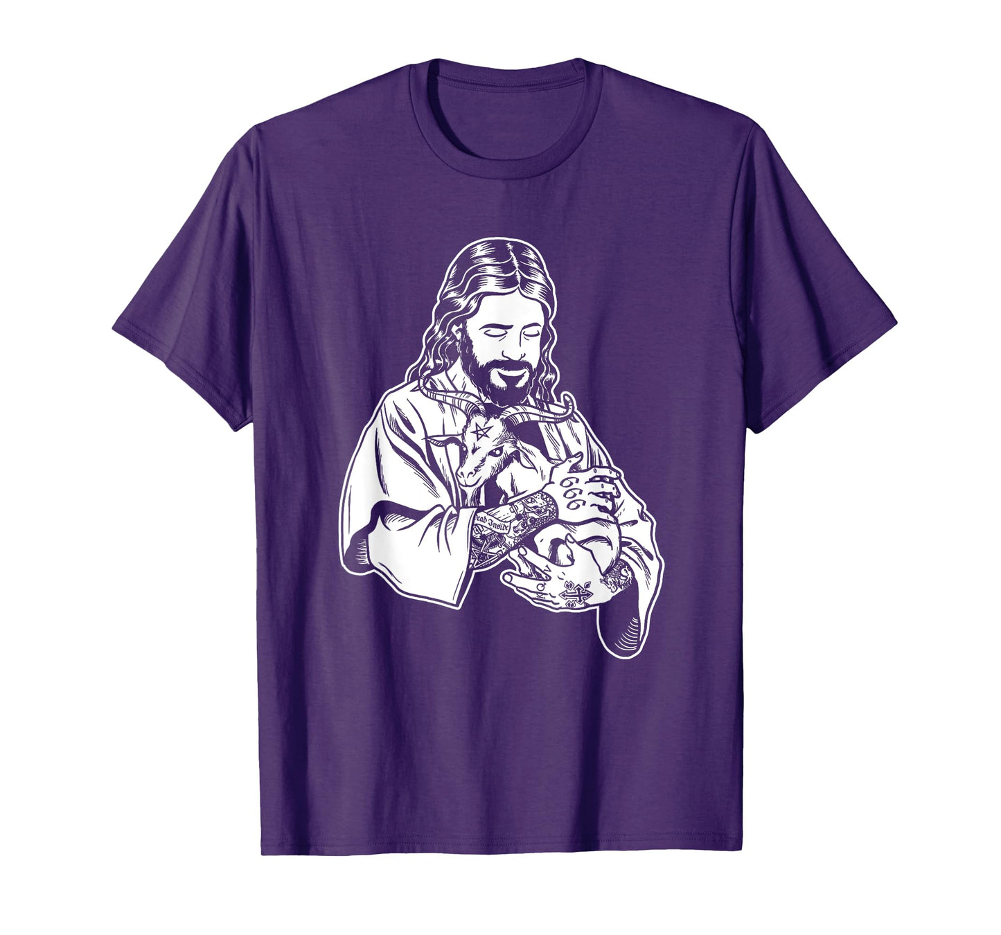 Blackcraft Jesus Loves Satan Baphomet goat T-Shirt Atheist T-Shirt