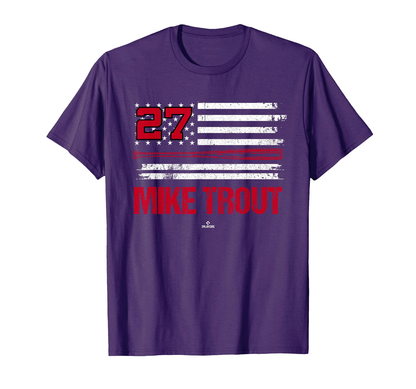 USA Flag Bat Mike Trout Los Angeles Baseball MLBPA T-Shirt