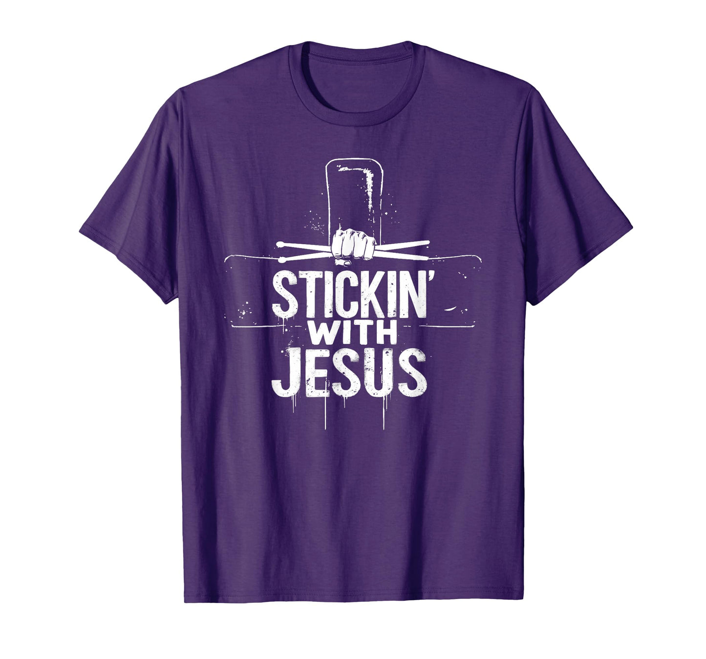 Stickin' With Jesus Drumming Lover Drums Drummer Christian T-Shirt