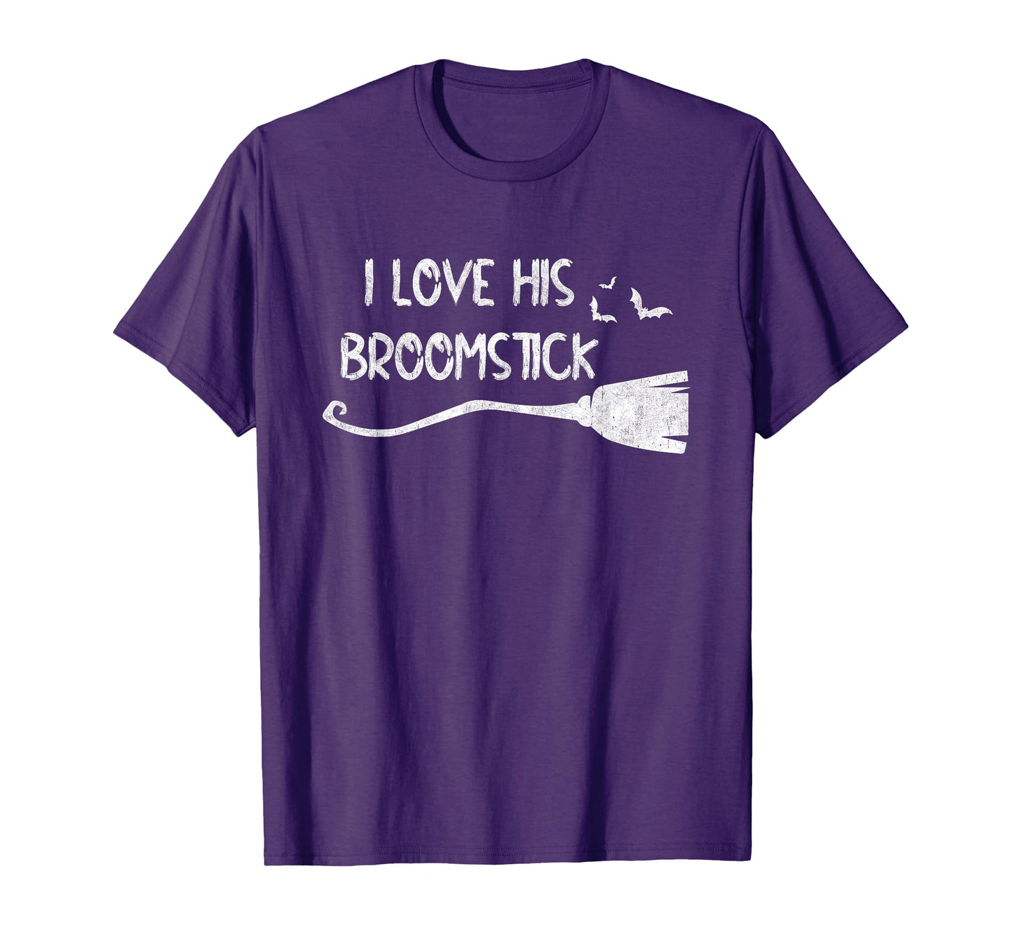 I Love His Broomstick Funny Halloween Witch Couple Matching T-Shirt
