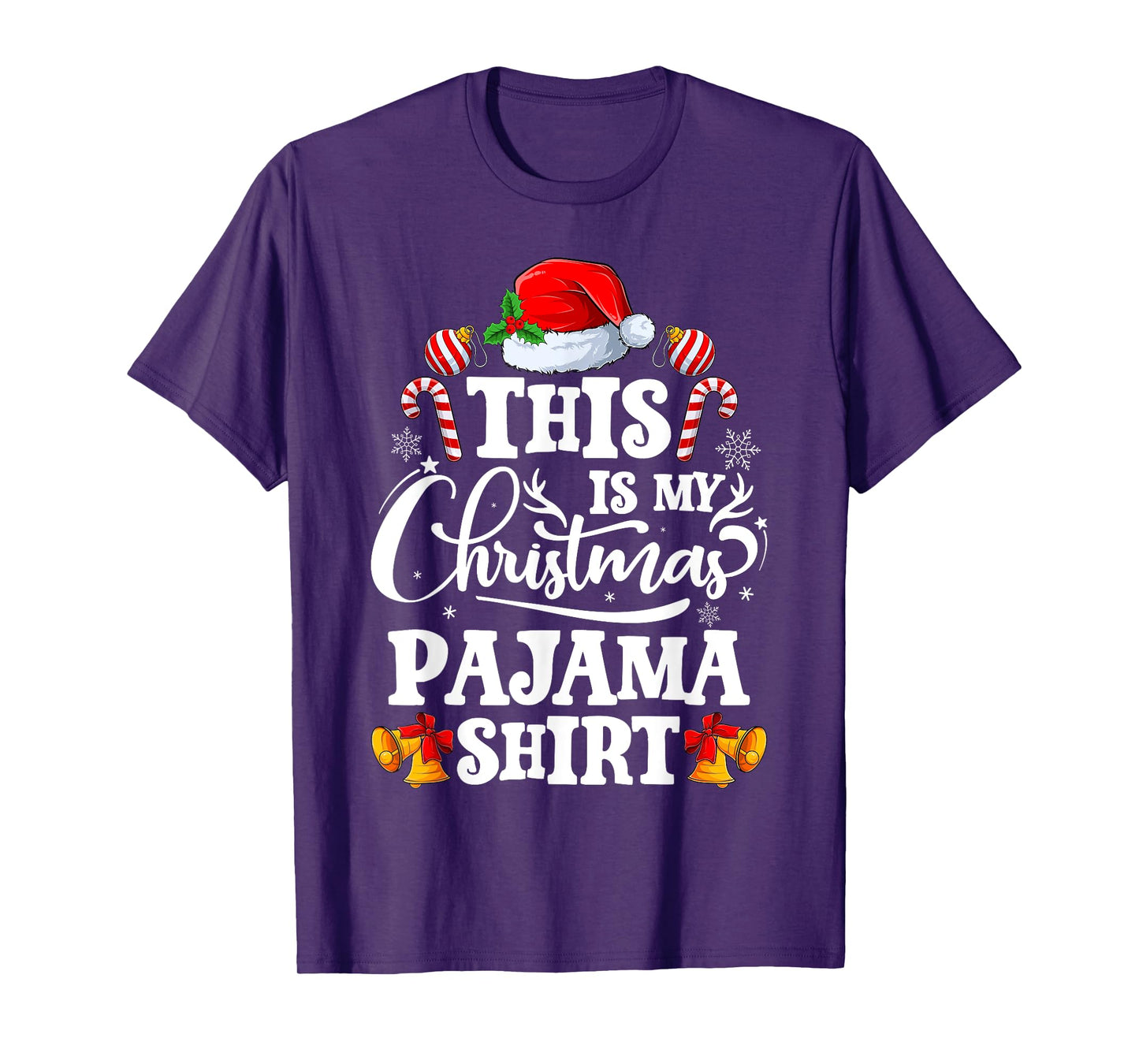 This is My Christmas Pajama Shirt Funny Xmas Santa Hat T-Shirt