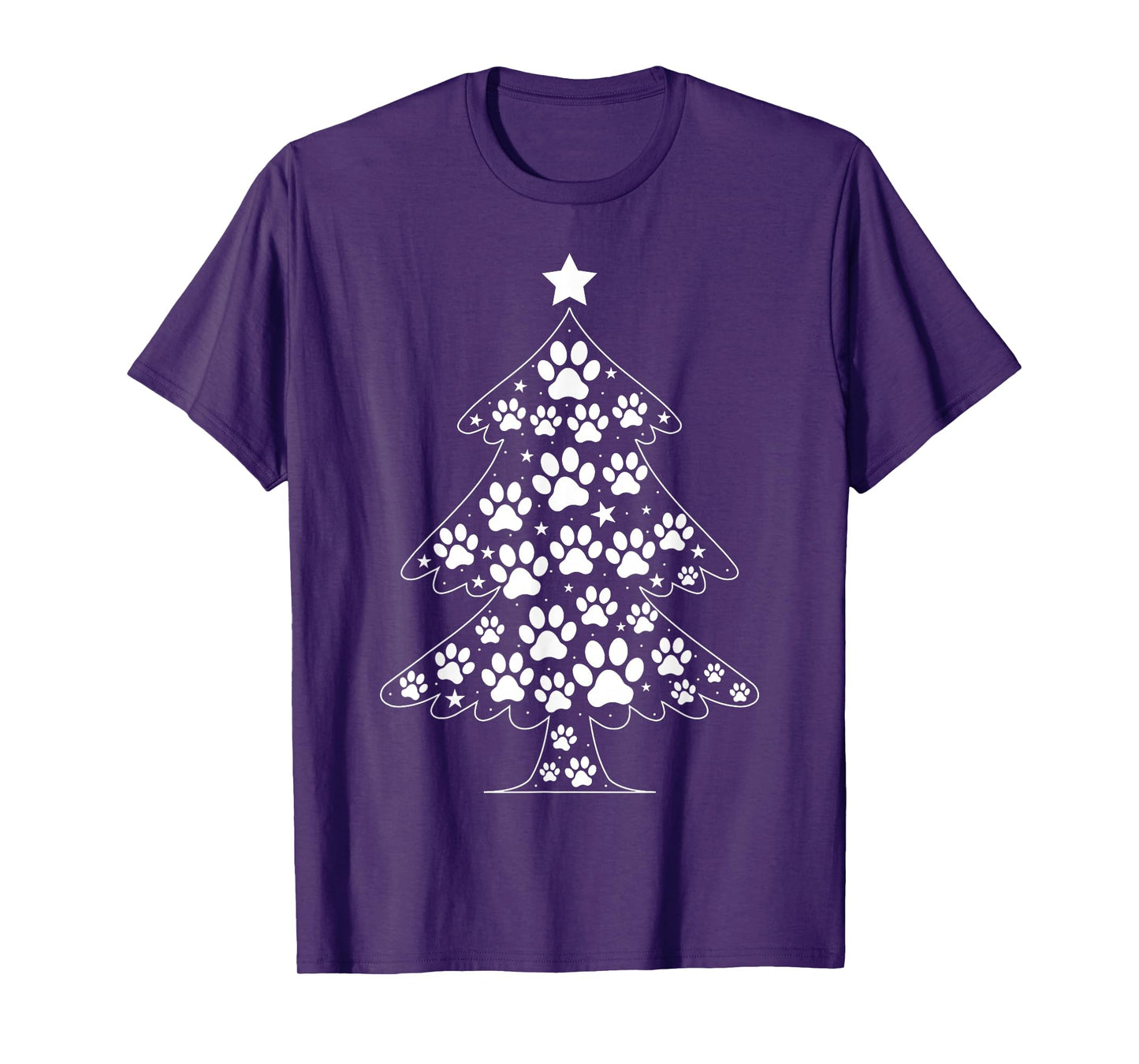 Cat Dog Paw Christmas Tree Funny Puppy Dog Cat Lover Xmas T-Shirt