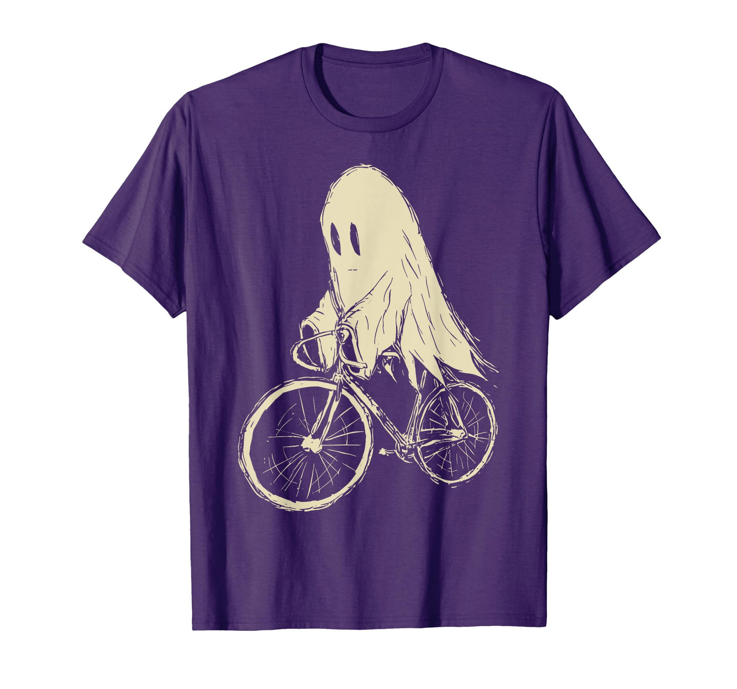 Vintage Ghost Riding Bicycle Cycing Biking Halloween T-Shirt