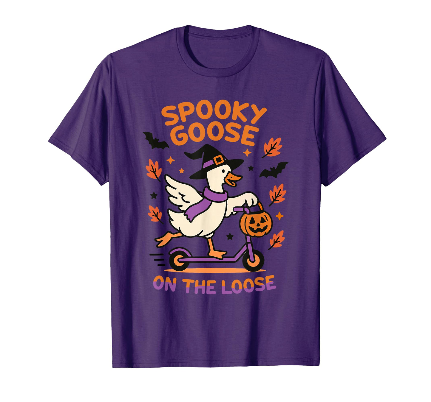 Spooky Goose On The Loose Funny Witch Pumpkin Halloween T-Shirt