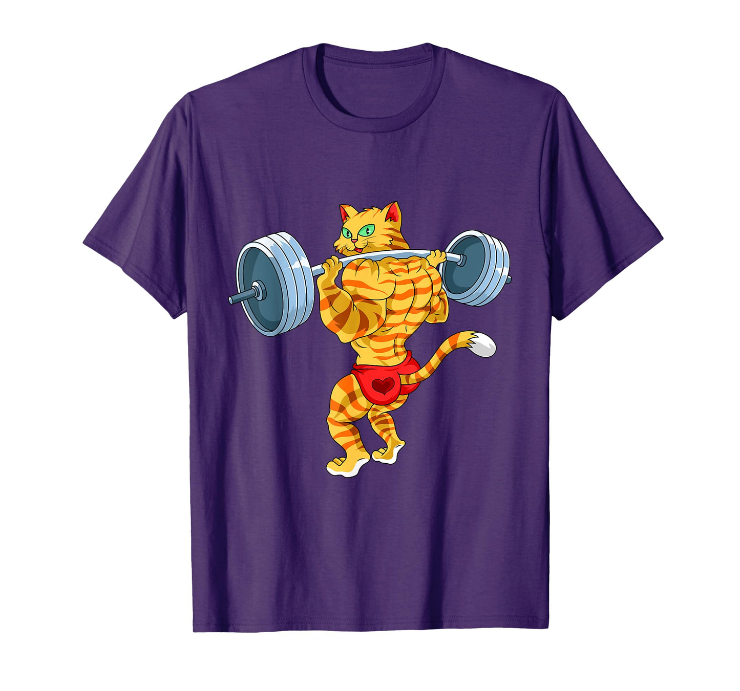 Weightlifing Barbell - Funny Workout Gym Weightlifting Cat T-Shirt for Men Women