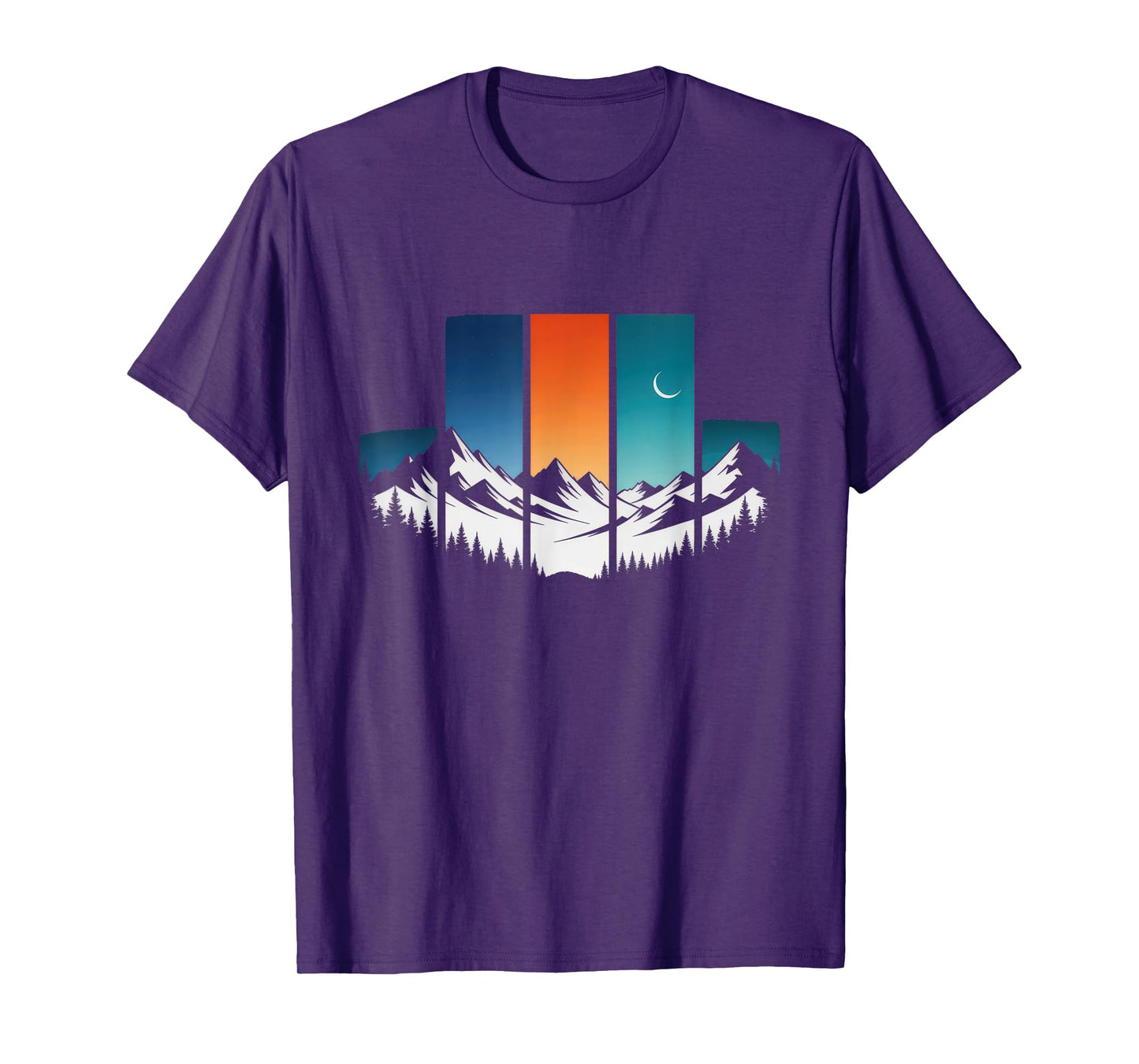 Trees Mountains Moon Adventure Outdoor Wildlife Forest T-Shirt