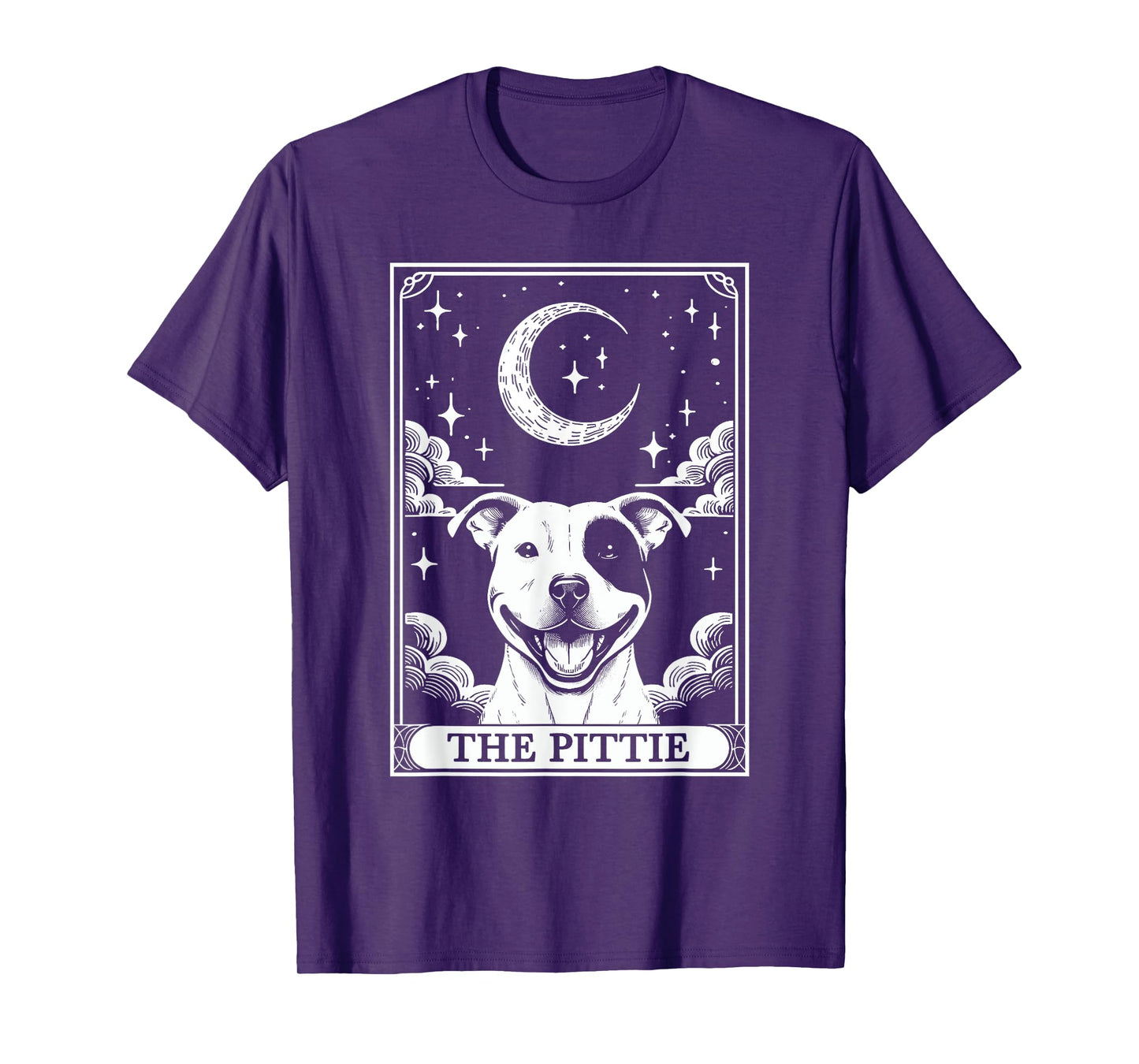 Tarot Card Vintage Crescent Moon Pit Bull Dog Pittie Mom T-Shirt for Men Women Kids