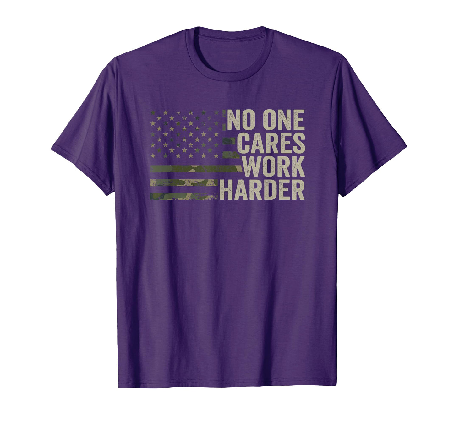 No One Cares Work Harder - Motivational Workout Gym Camo T-Shirt