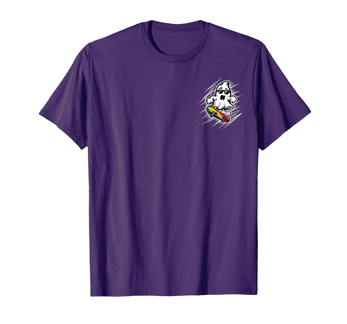 Funny Ghost On Skateboard Retro Halloween Costume Kids Boys T-Shirt