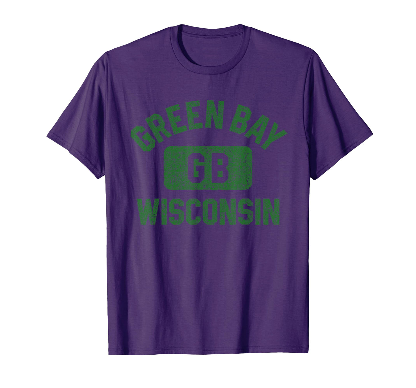 Green Bay Wisconsin GB Gym Style Distressed Green Print T-Shirt