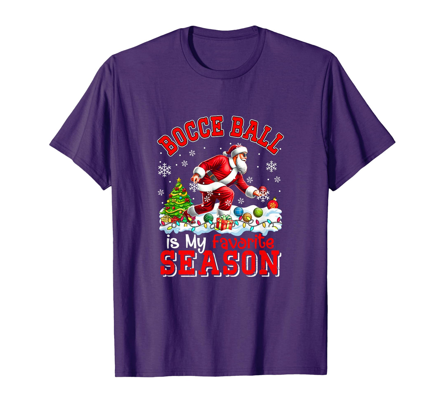 Bocce Ball is Favorite Season Costume Player Christmas Santa T-Shirt