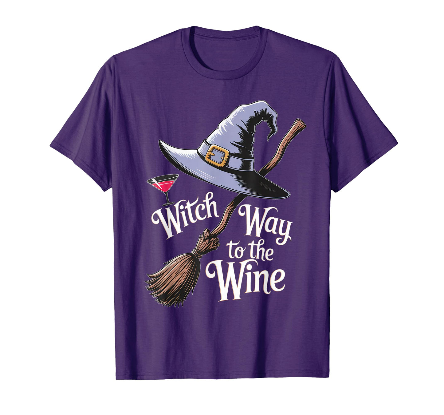 Witch Way to The Wine Funny Halloween Retro Drinking Spooky T-Shirt