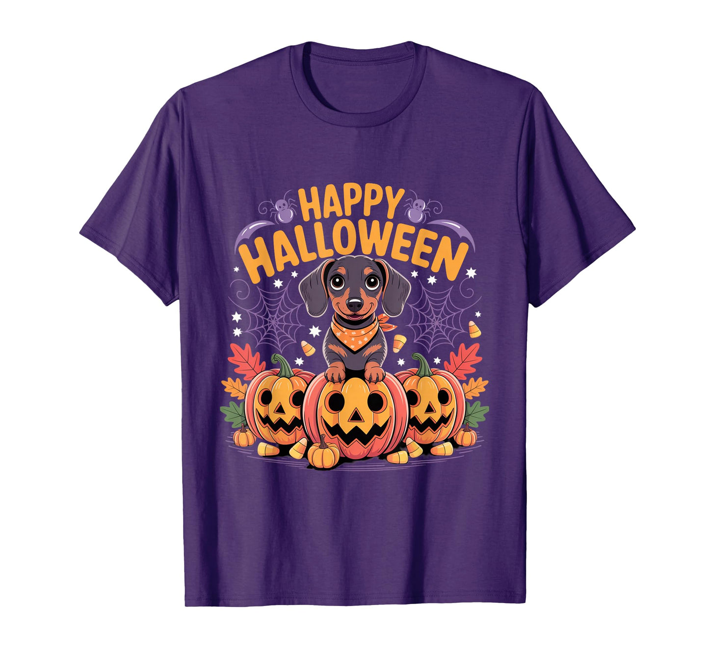 Weiner Dog Witch Happy Halloweenie Cute Halloween Dachshund T-Shirt
