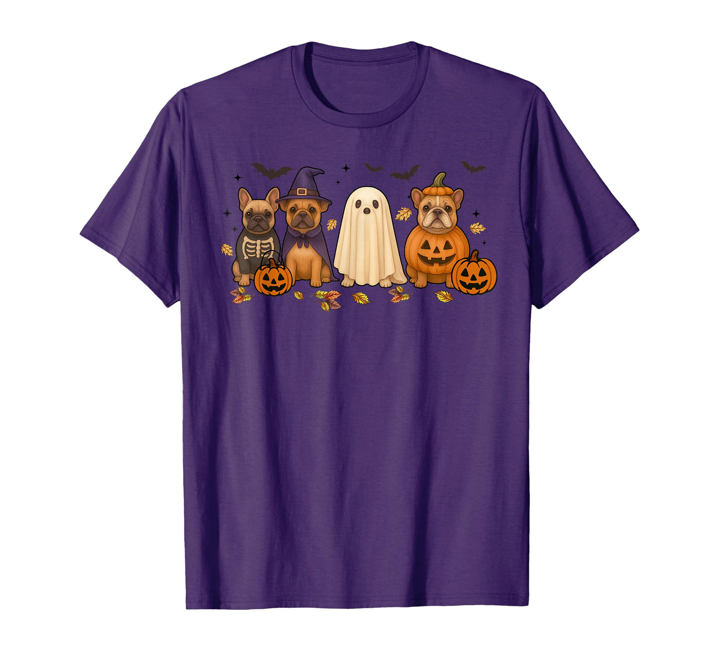 French Bulldog Ghost Witch Pumpkins Halloween Dog Costume T-Shirt