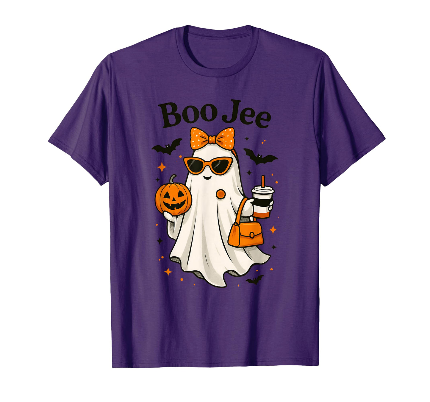 Coquette Leopard Ghost Coffee Boo-JEE Halloween Boujee T-Shirt