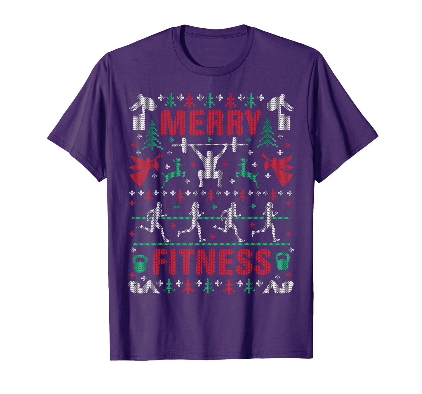 Merry Fitness Workout Ugly Christmas Sweater Party Gifts T-Shirt