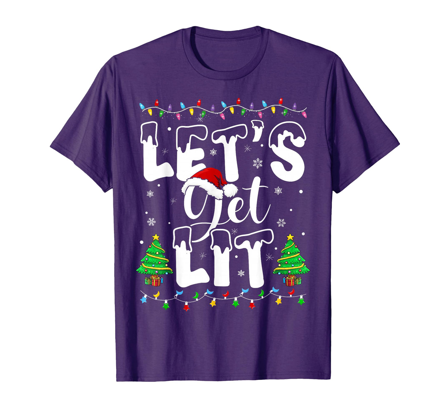 Let's Get Lit Christmas Funny Xmas Party Holiday Drinking T-Shirt