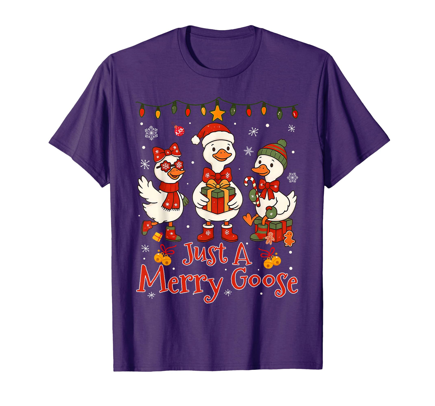 Just A Merry Goose Christmas Santa Bow Men Women Kid T-Shirt