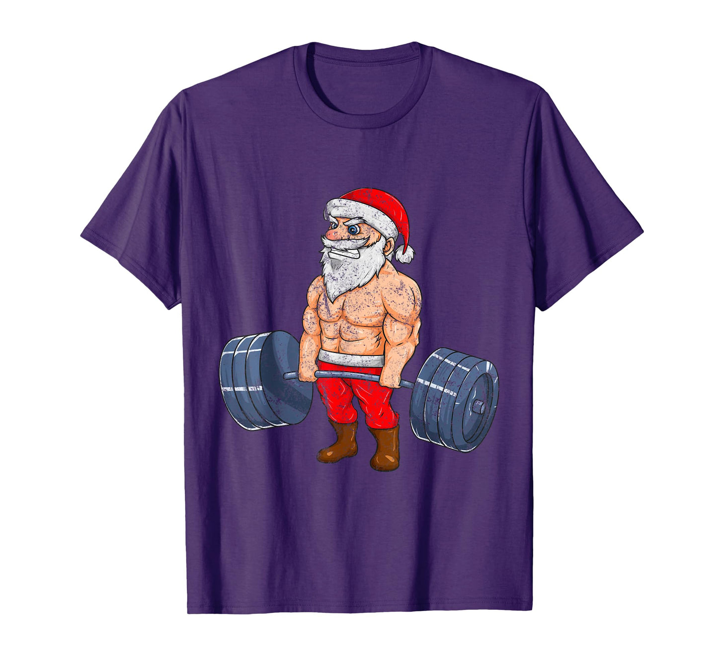 Vintage Santa Weightlifting Bodybuilder Muscle Fitness T-Shirt