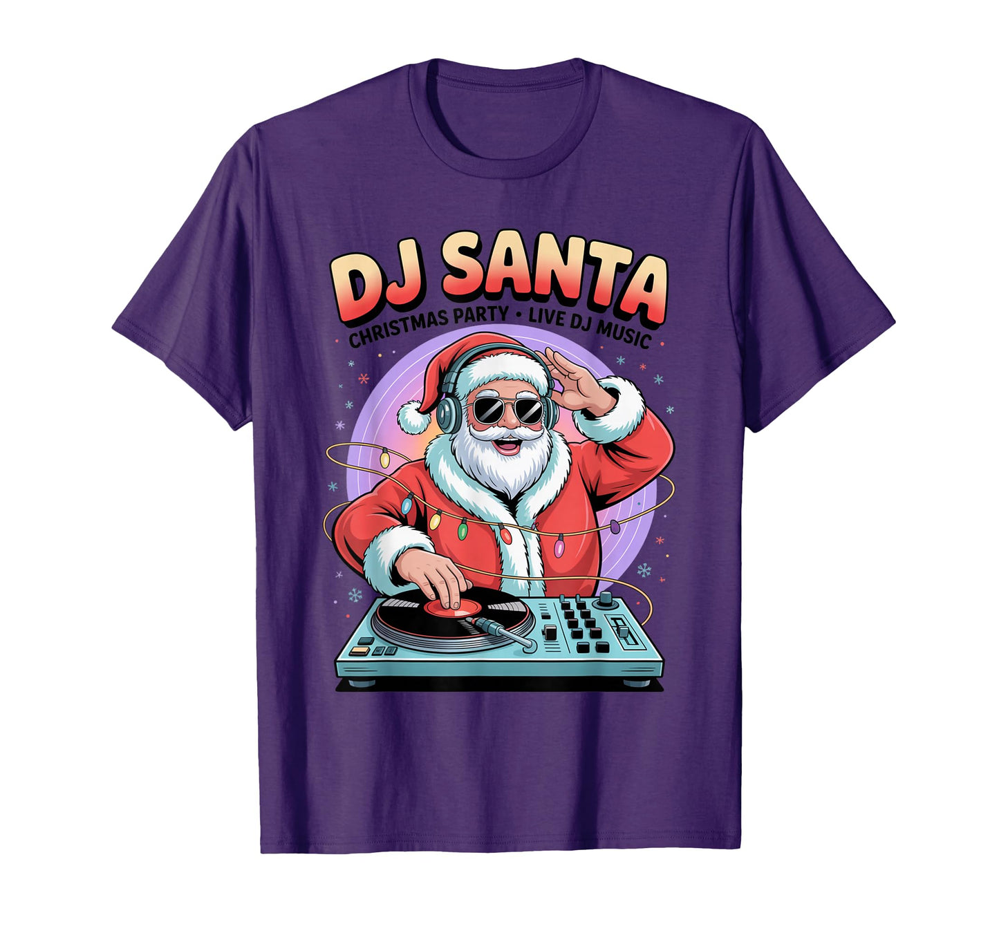 DJ Santa Spinning Christmas Party Vibes T-Shirt