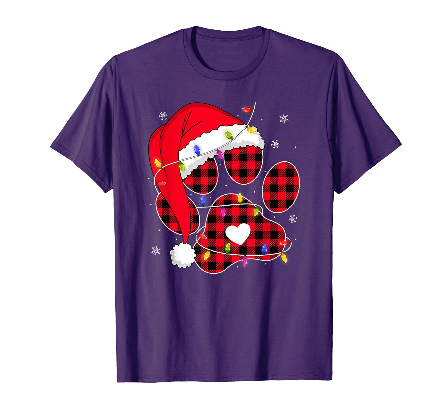 Buffalo Plaid Christmas Dog Paw Santa Puppy Dog Lover Xmas T-Shirt