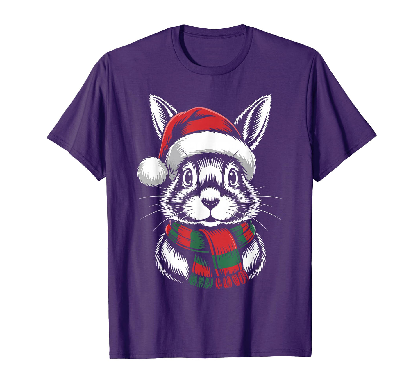 Rabbit Xmas Santa Hat Scarf Christmas Costume T-Shirt