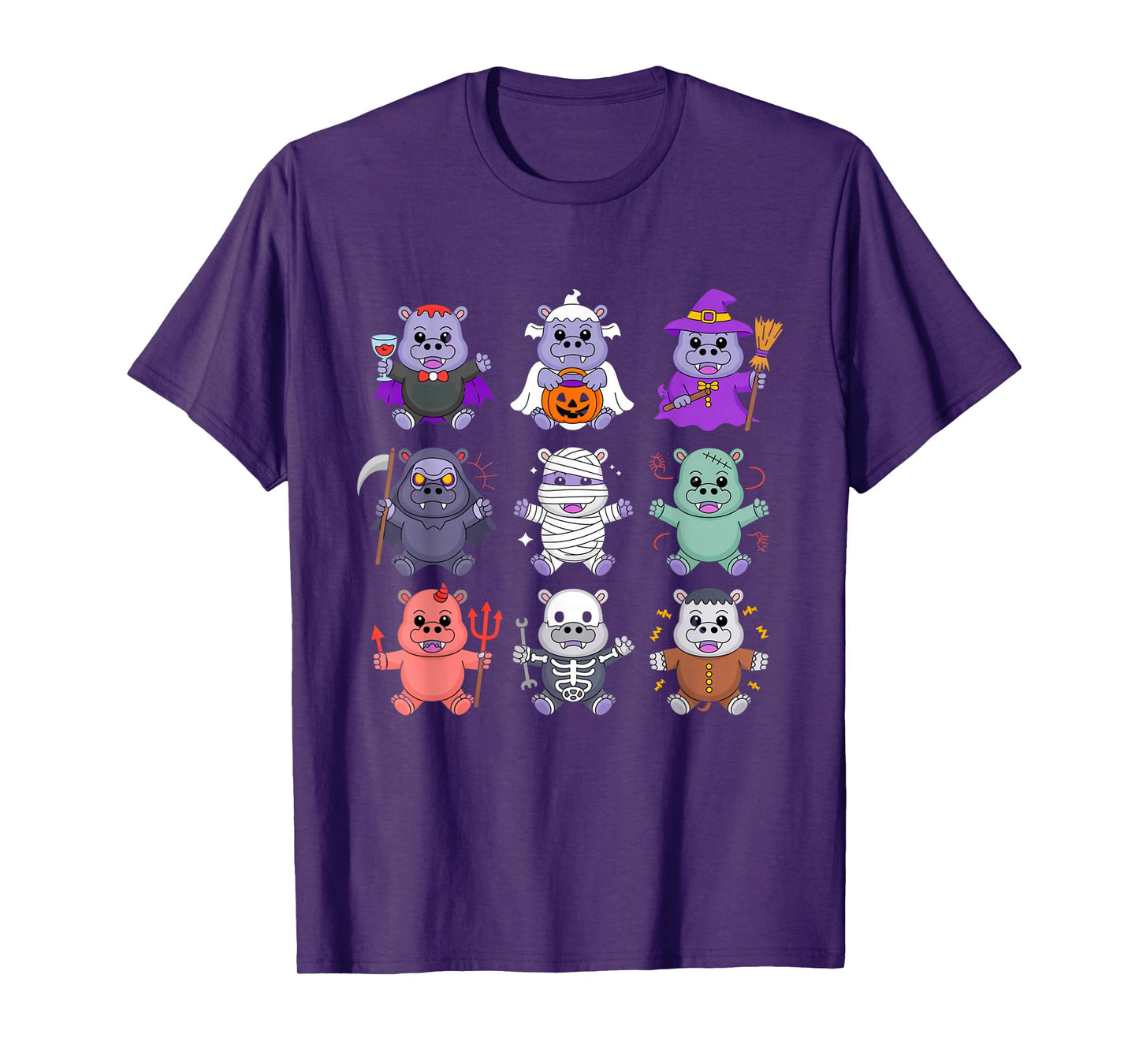 Hippo Ghost Witch Zombie Mummy Halloween Costume T-Shirt