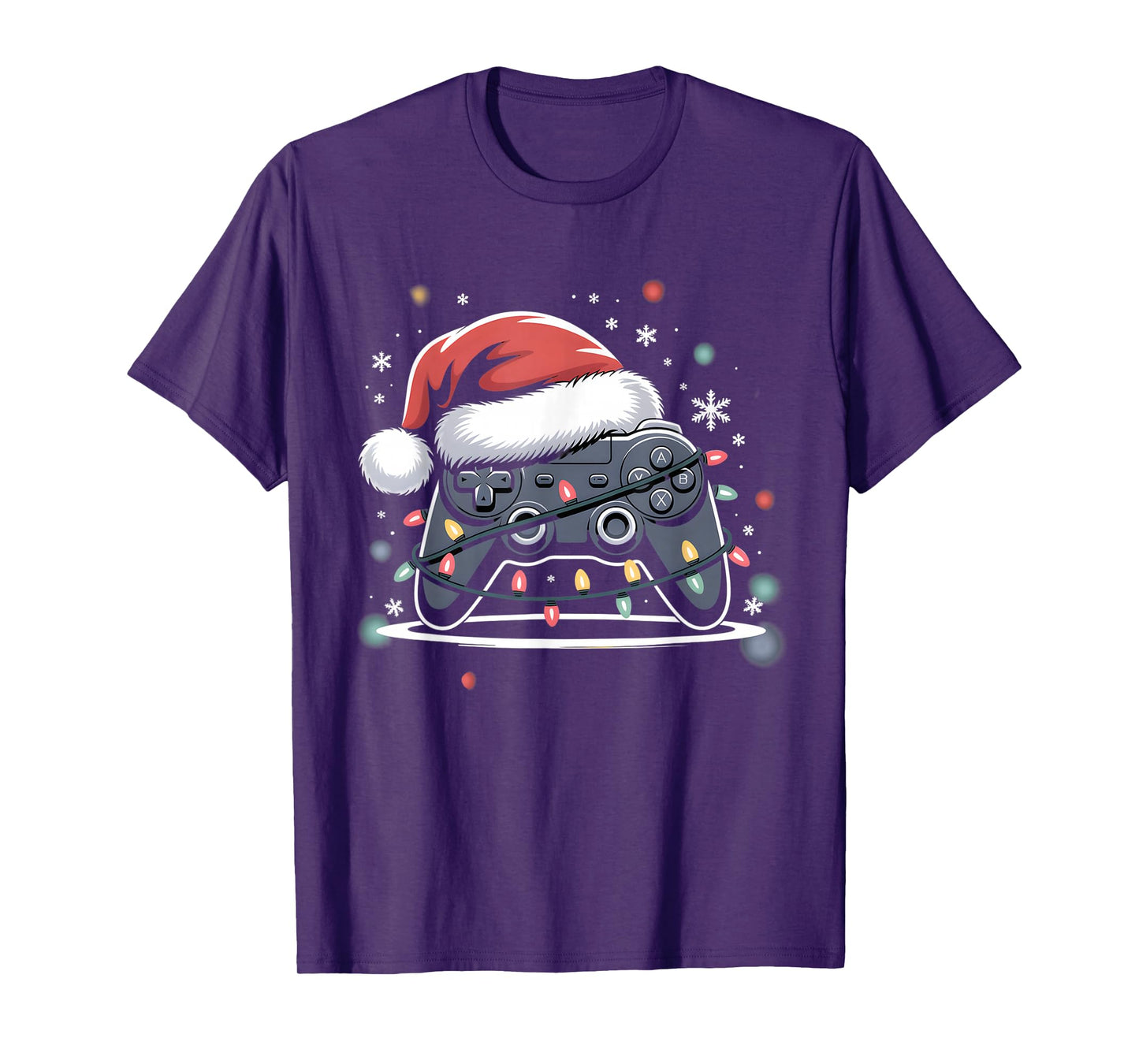 Boy Gamer Controller Gaming Christmas Lights Xmas Kids Boys T-Shirt