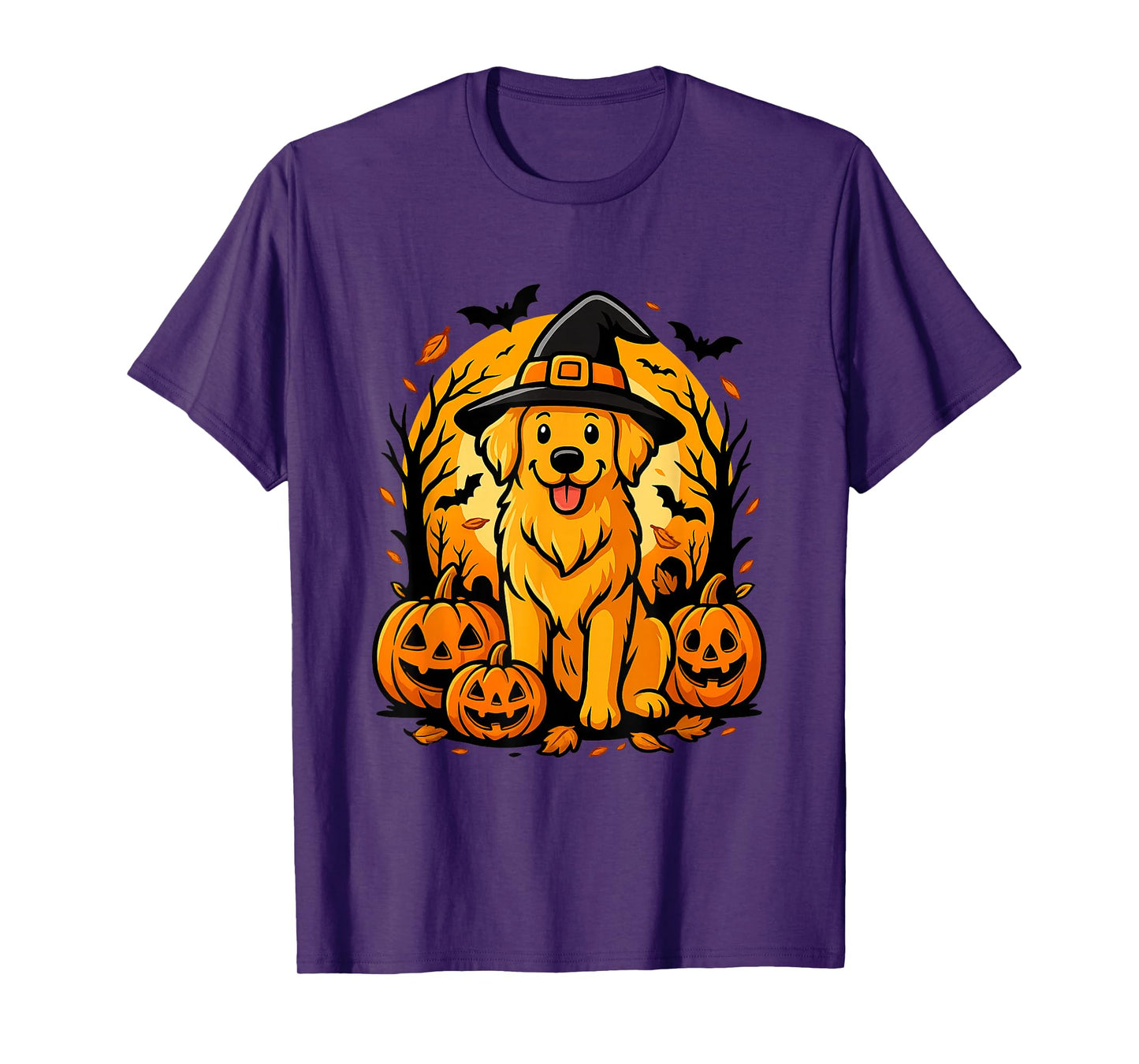 Cute Halloween Golden Retriever Witch Dog Costume T-Shirt