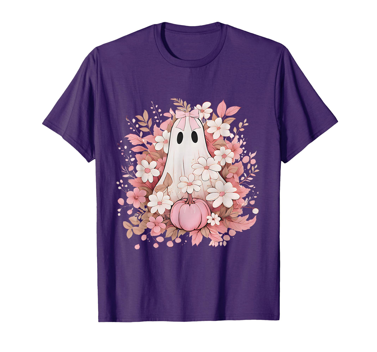 Halloween Shirt Floral Ghost Halloween Costume Girls Women T-Shirt