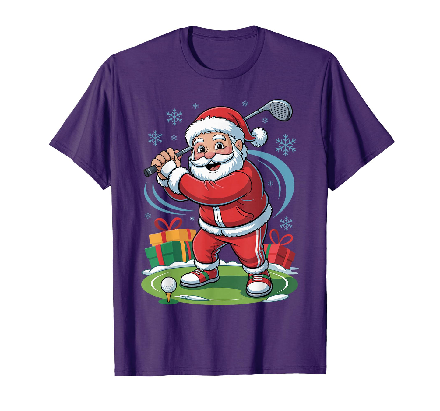 Santa Playing Golf Funny Holiday Christmas Xmas Pajama T-Shirt