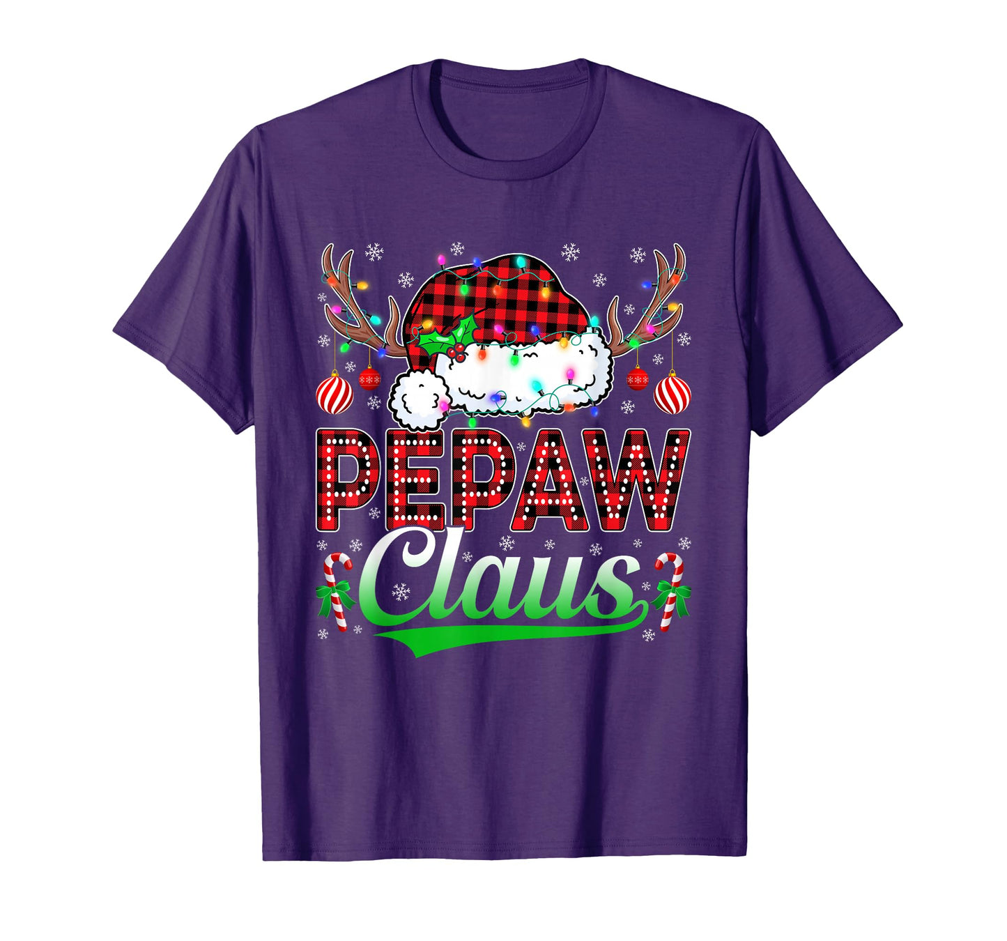 Pepaw Claus Christmas Lights Matching Family Xmas Pajama T-Shirt