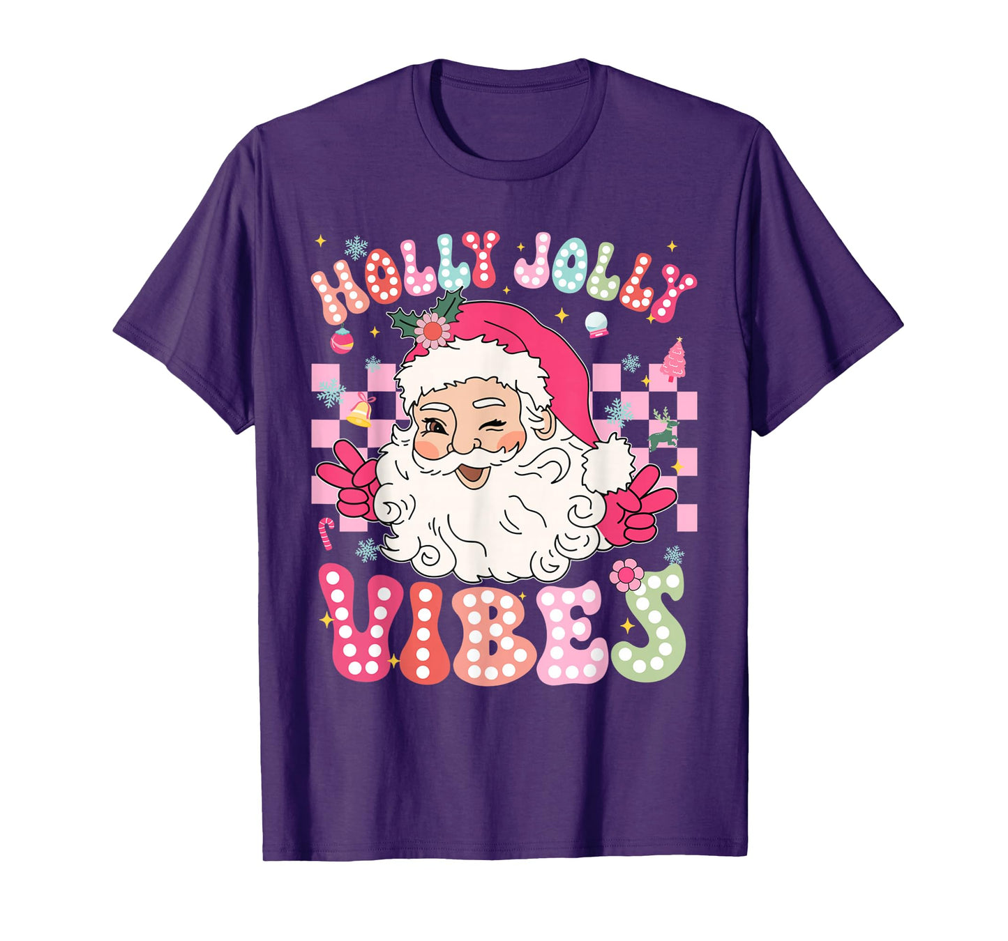Groovy Cute Santa Claus Christmas Vibes Xmas Girls Womens T-Shirt
