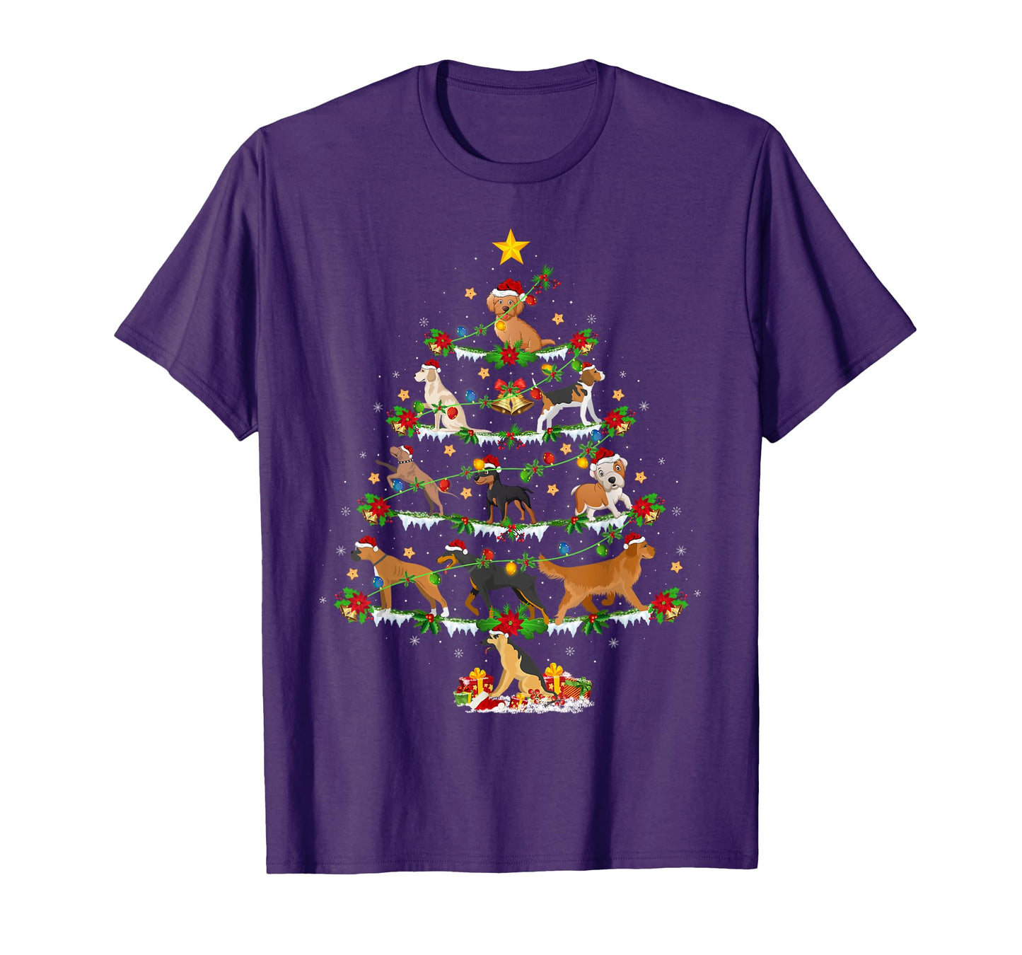 Puppy Dog Christmas Tree Lights Funny Dog Lover Xmas T-Shirt