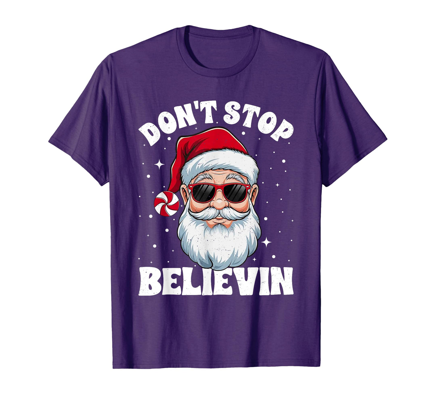 Vintage Don't Stop Believing Christmas Santa Claus Men Women T-Shirt
