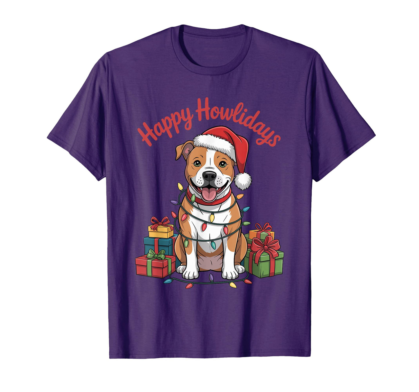 American Staffordshire Santa Hat Christmas Xmas Holiday T-Shirt