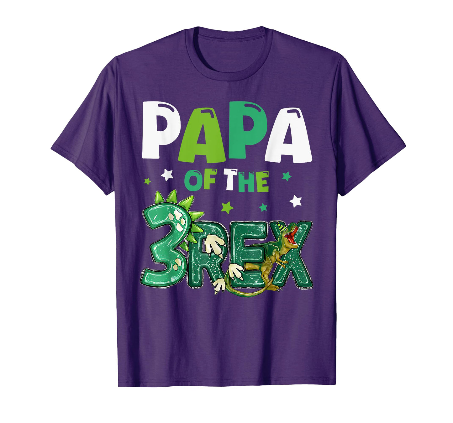 Papa of the Three Rex Birthday Dinosaur Family Matching T-Shirt