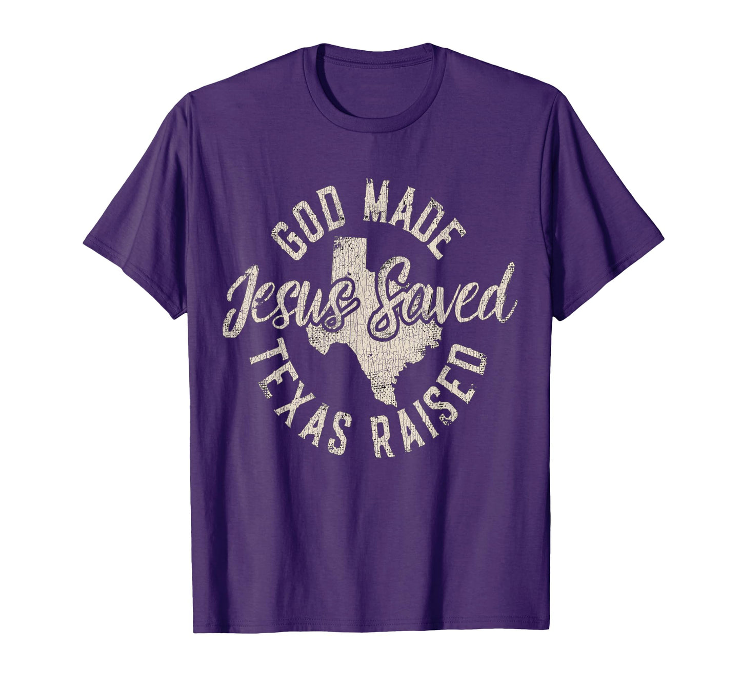 Vintage God Made Texas Raised Jesus Saved T-Shirt