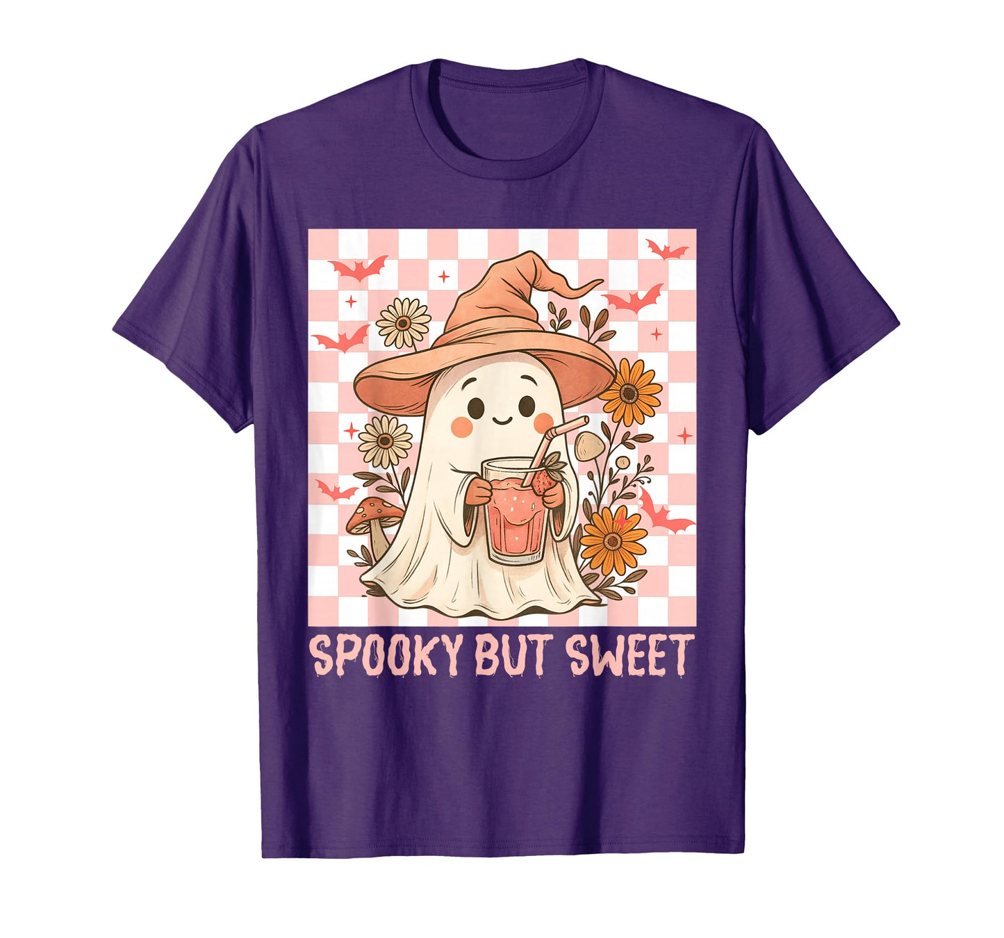 Spooky But Sweet Cute Ghost Juice Box Floral Halloween T-Shirt