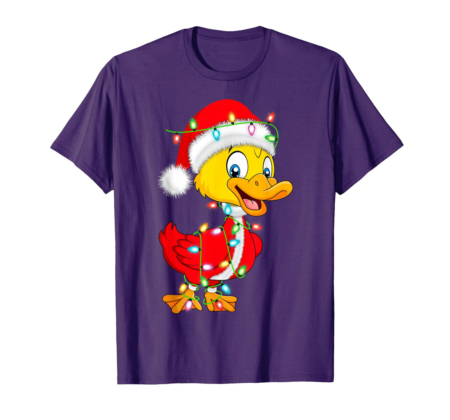 Duck Christmas Lights Santa Costume Cute Animal Xmas T-Shirt